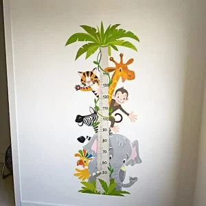 Jungle animal height chart wall sticker for kids room interior decoration