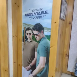 Volume Zero Fashion Branding Board – Indoor Ready-Made Poster Display with Models in Polo Shirts