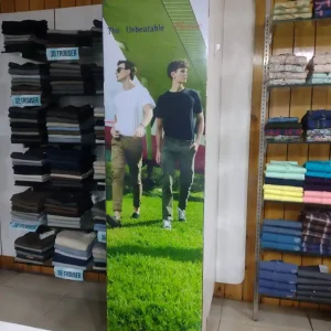 ready made indoor board with casual fashion poster and green background