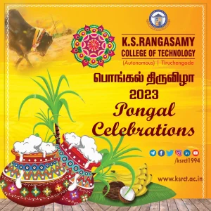Custom Pongal festival banner with traditional motifs and educational institution branding