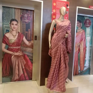 Lift Door Branding with Traditional Saree Fashion Models and Mannequin Display