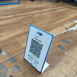 Individual name board with SBI payment QR code for digital transactions